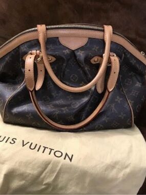 Louis Vuitton Dark Brown Monogram Satchel with Light Tan Leather Handles